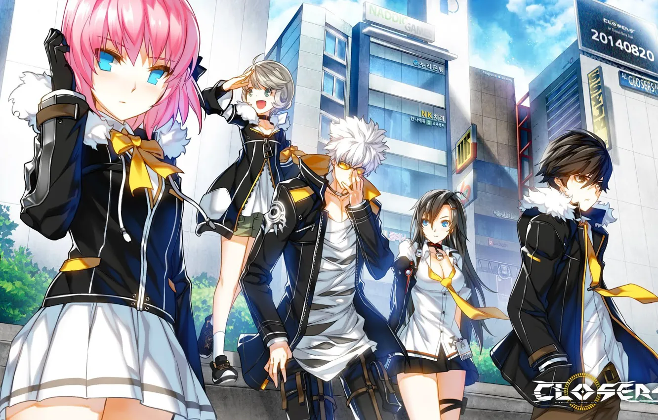 Photo wallpaper the city, girls, the game, art, guys, closers