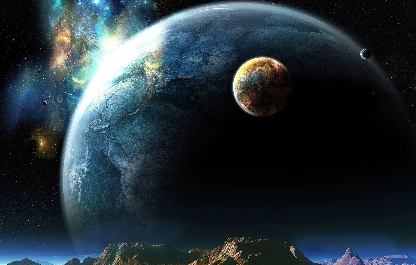 Photo wallpaper the sky, space, stars, fiction, planet