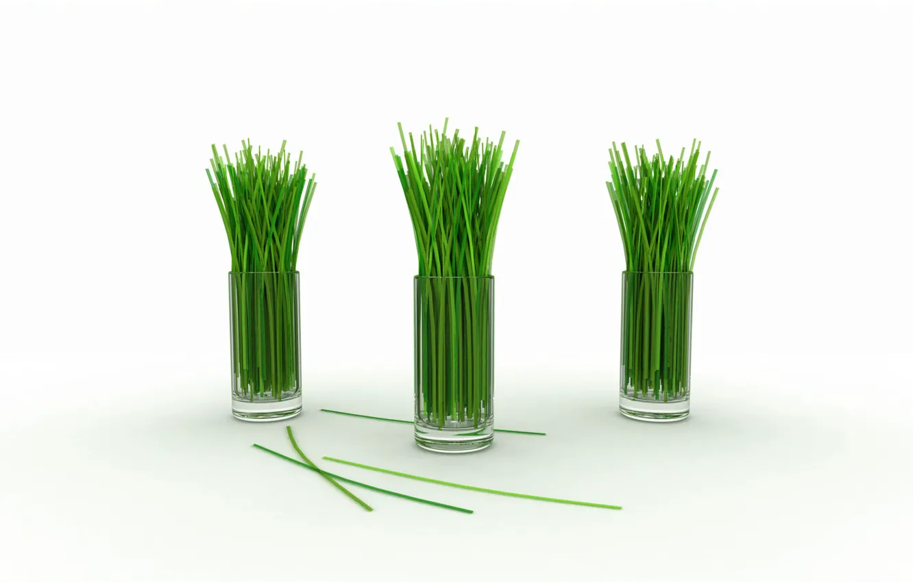 Photo wallpaper green, glasses, lemon grass, stems