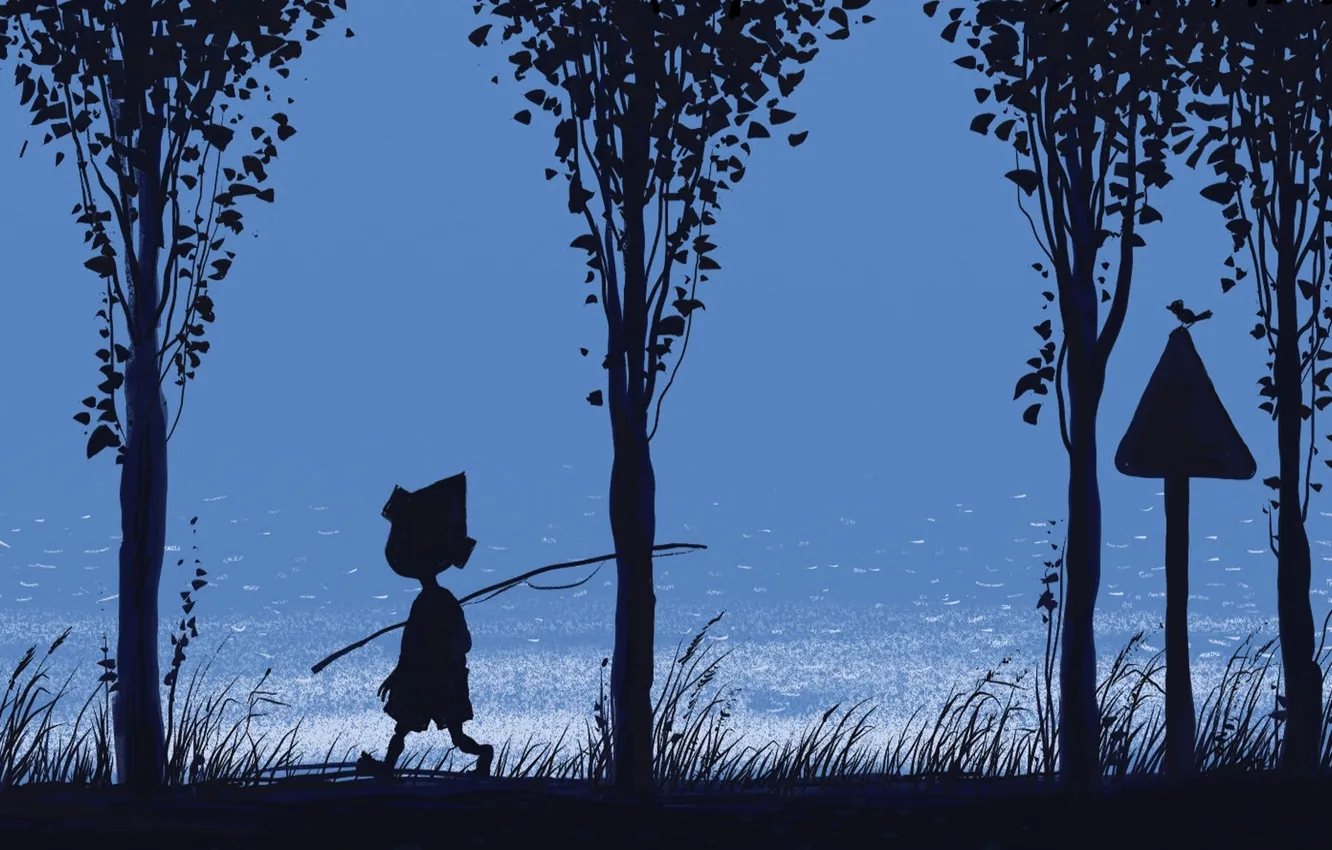 Photo wallpaper grass, river, blue, boy, rod