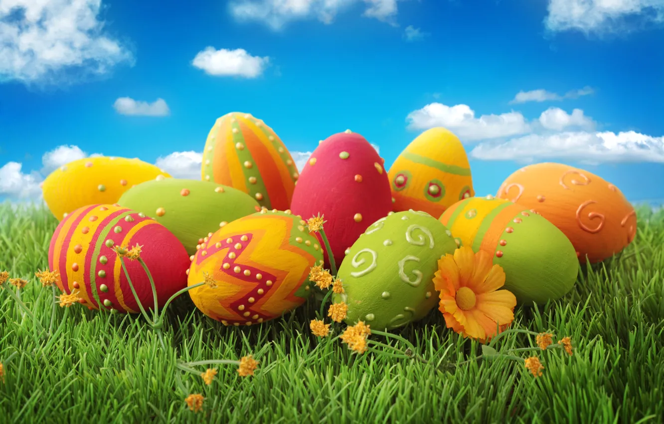 Photo wallpaper holiday, eggs, Easter, weed