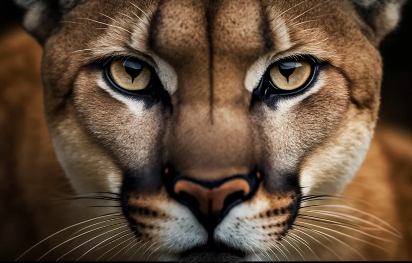 Photo wallpaper eyes, look, face, predator, Puma, big cat, closeup, digital art