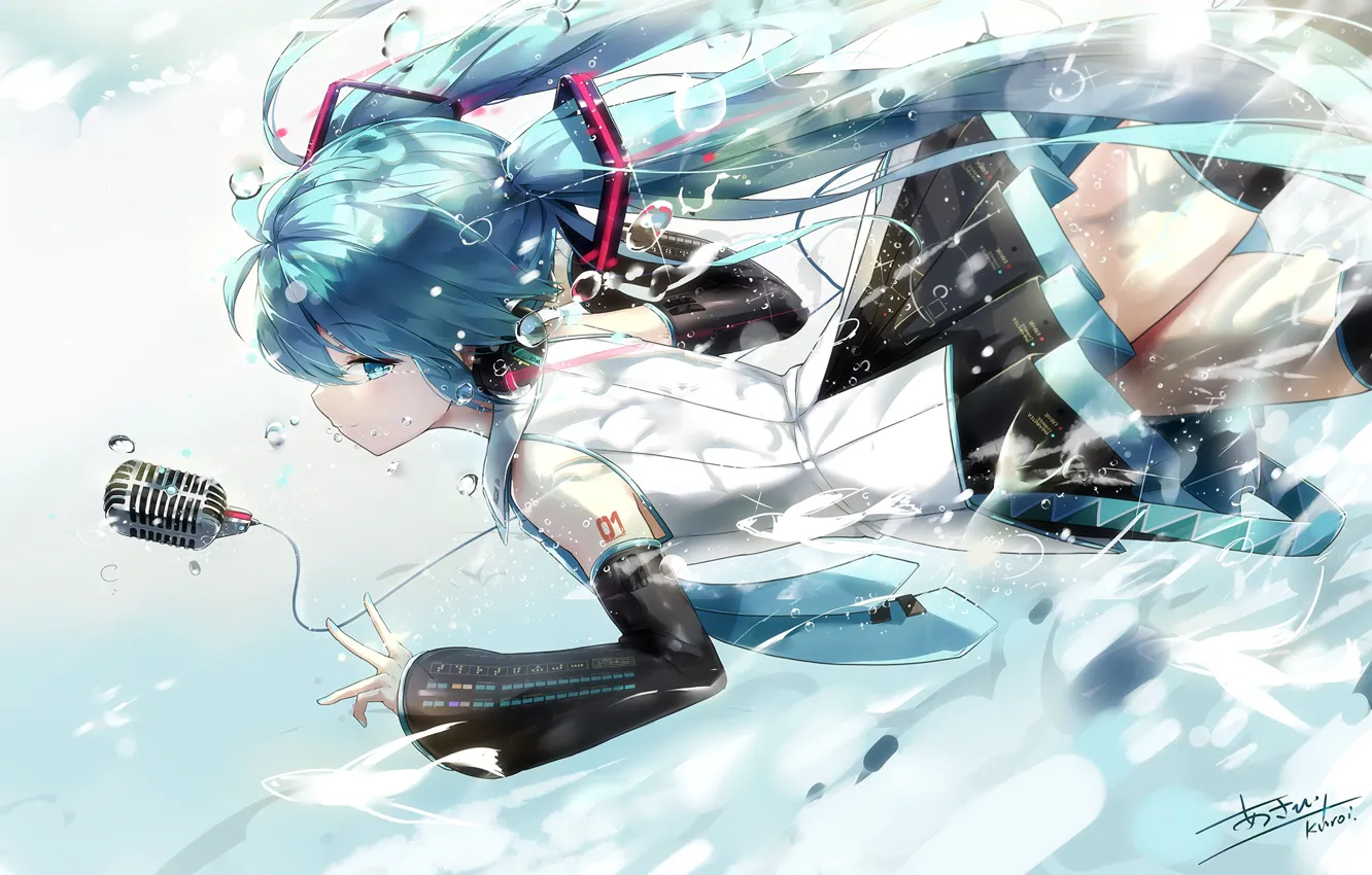 Photo wallpaper the sky, water, girl, drops, Hatsune Miku, Vocaloid