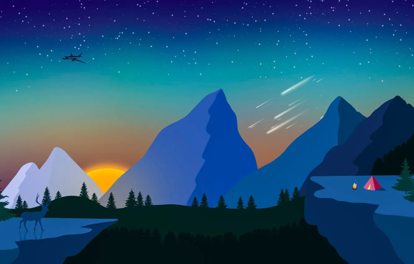 Photo wallpaper landscape, figure, art, ipad, iPad Pro, Procreate, qrt