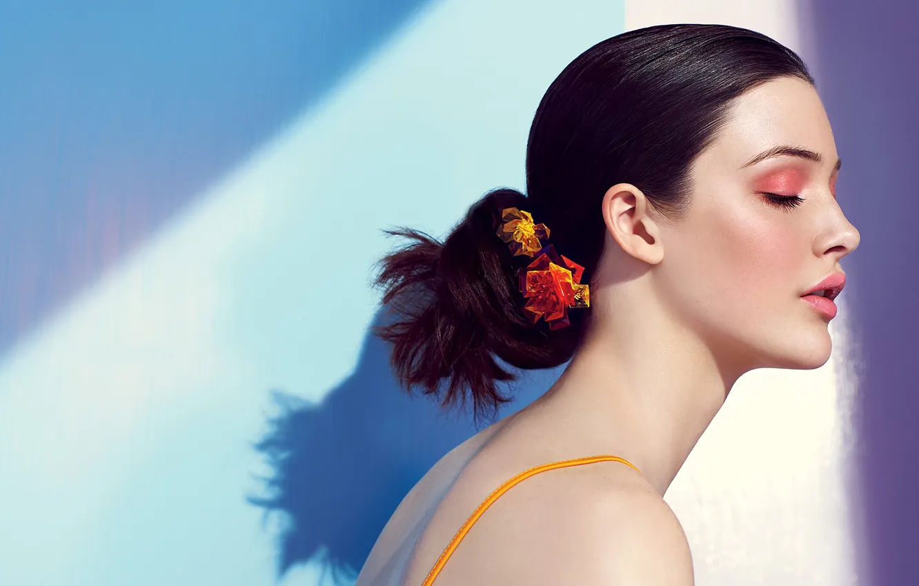 Photo wallpaper face, makeup, brunette, profile