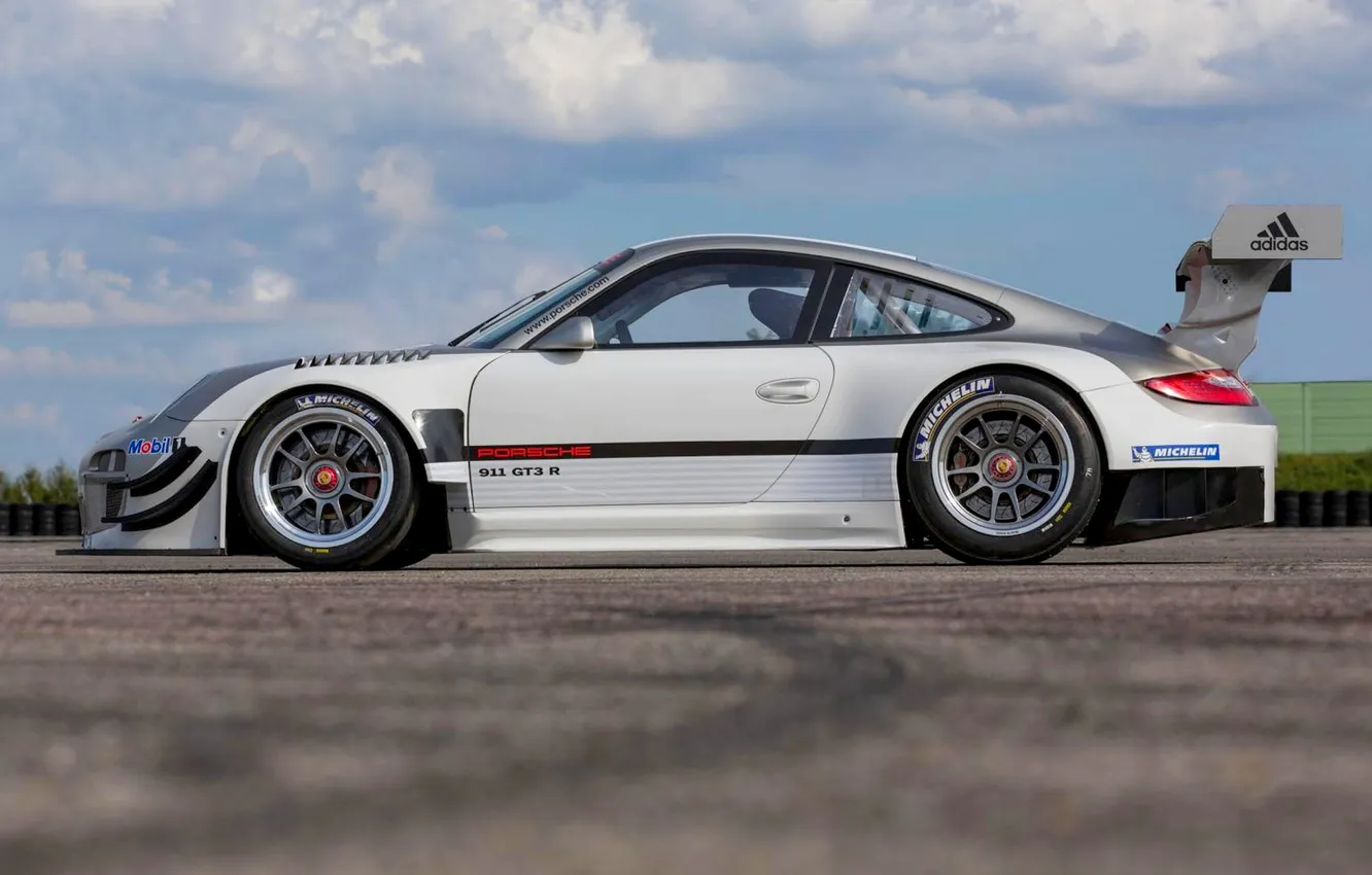 Photo wallpaper auto, the sky, grey, 911, Porsche, sports car, Porsche, side view