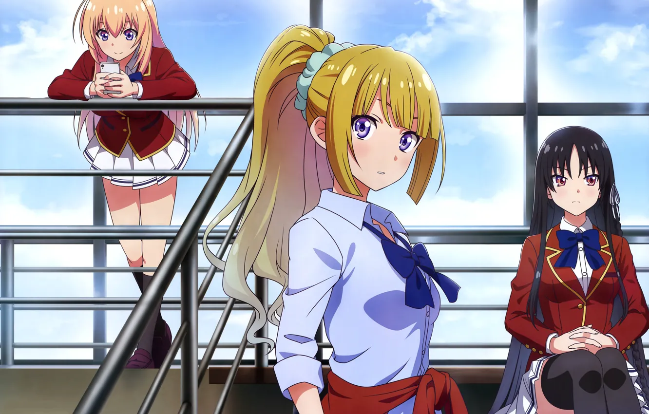 Photo wallpaper cartoon, girl, three, manga, Drama, Welcome to the class of excellence, Classroom of The Elite, …