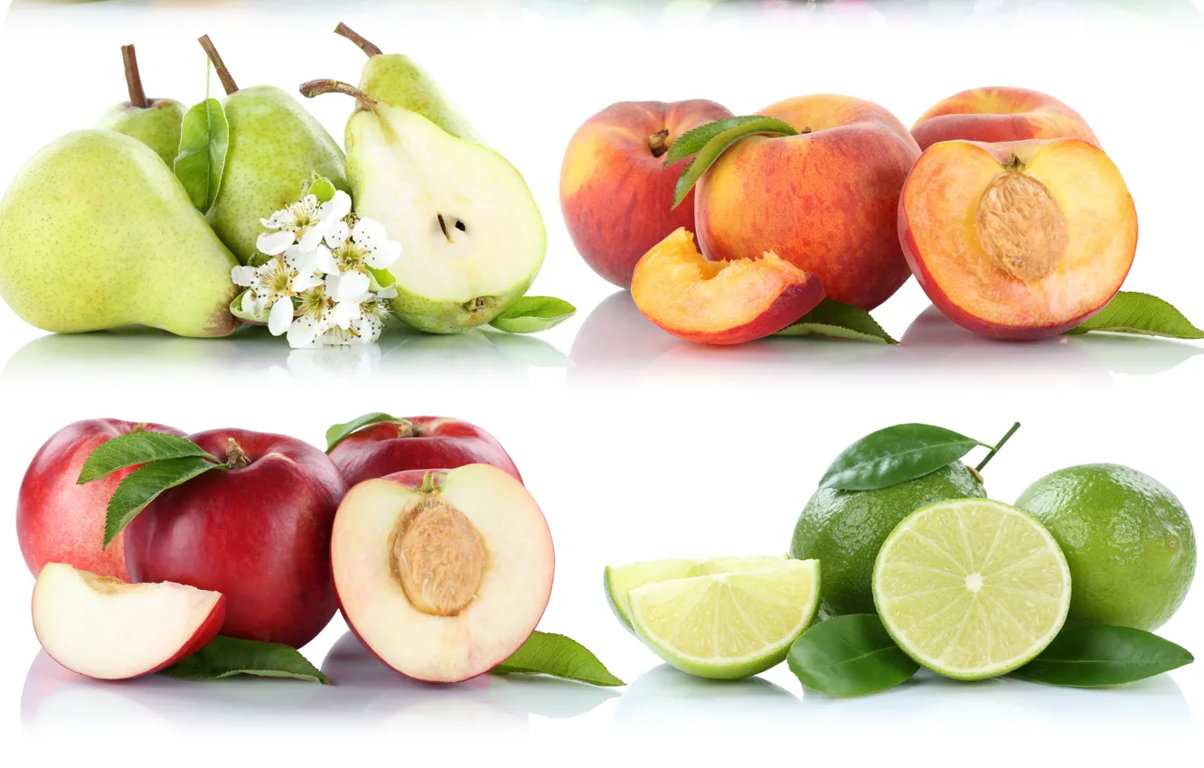 Photo wallpaper lime, citrus, fruit, peaches, pear, nectarine