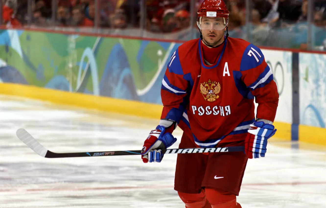 Photo wallpaper ice, Wallpaper, helmet, form, coat of arms, stick, hockey, hockey player