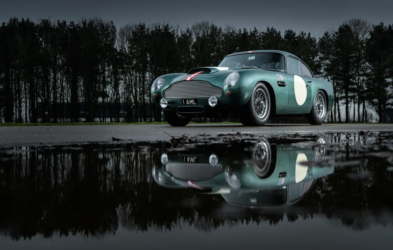 Photo wallpaper Aston Martin, Reflection, Lights, Classic, 2018, Classic car, 1958, DB4