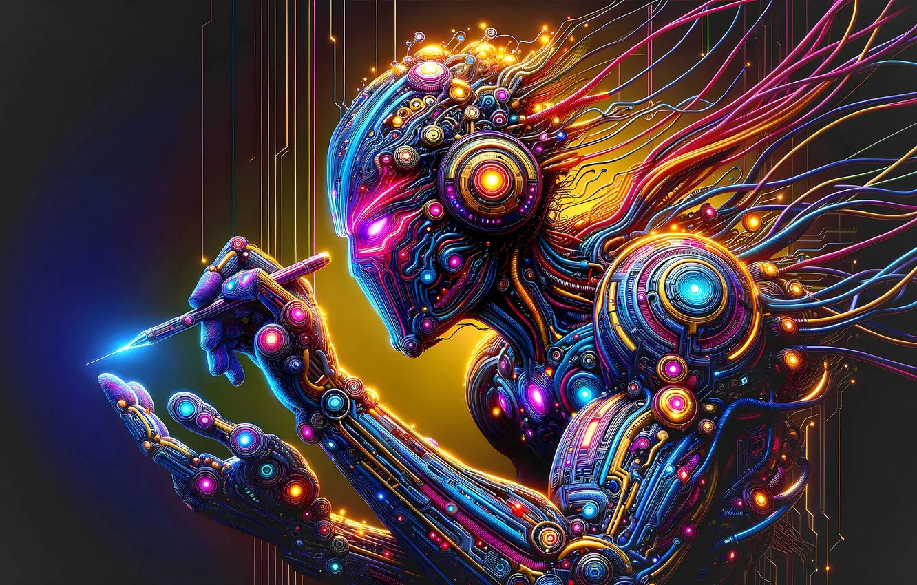 Photo wallpaper wire, robot, handle