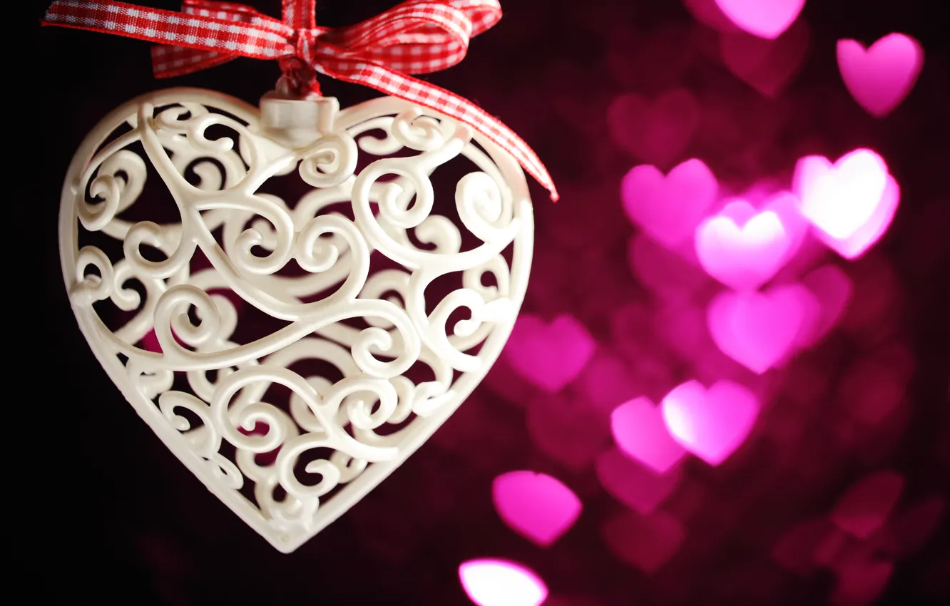 Photo wallpaper love, romantic, hearts, bokeh, valentine's day, gift, serdechki