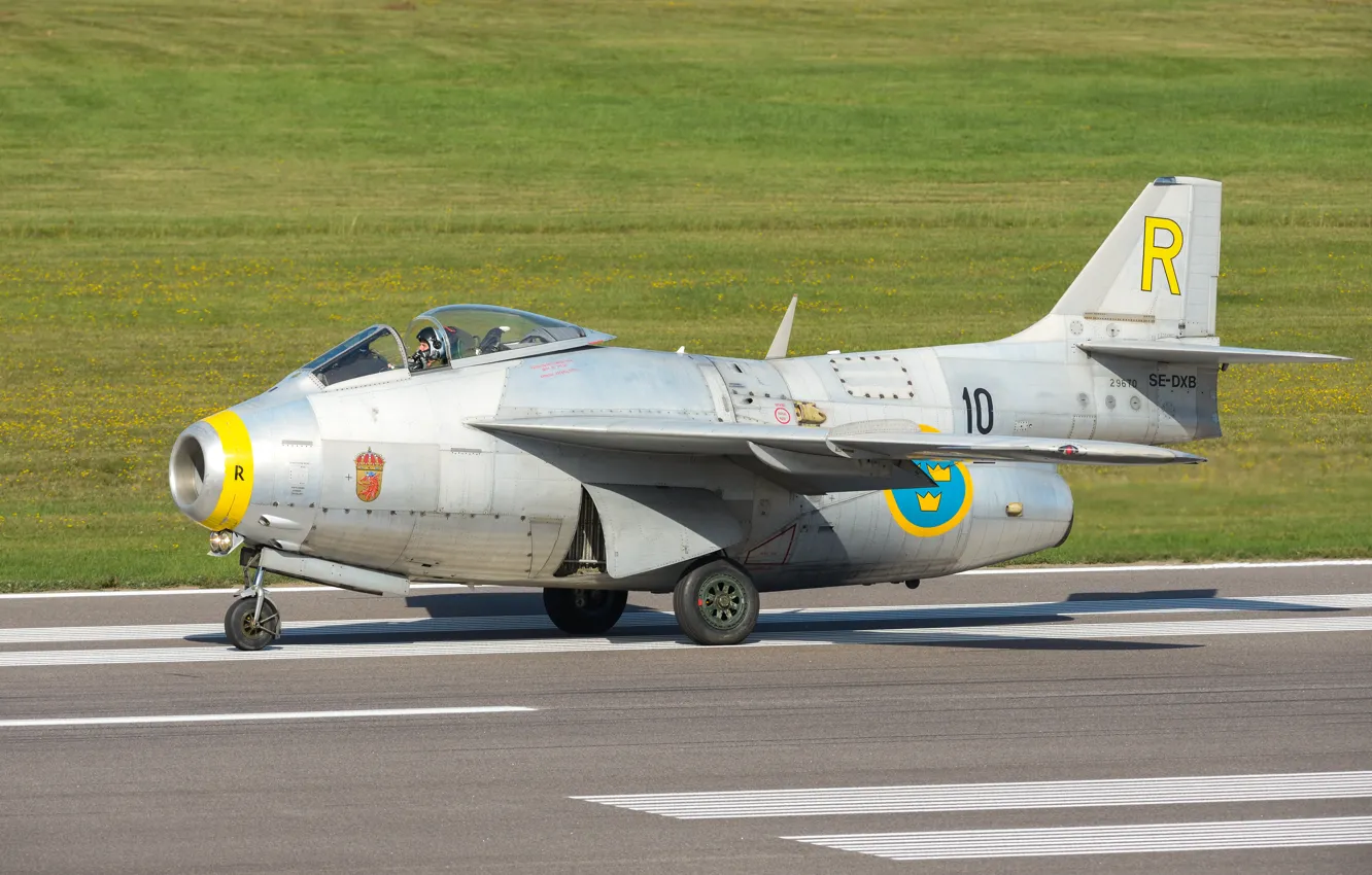Photo wallpaper jet fighter, Swedish, Saab J 29F, Tunnan