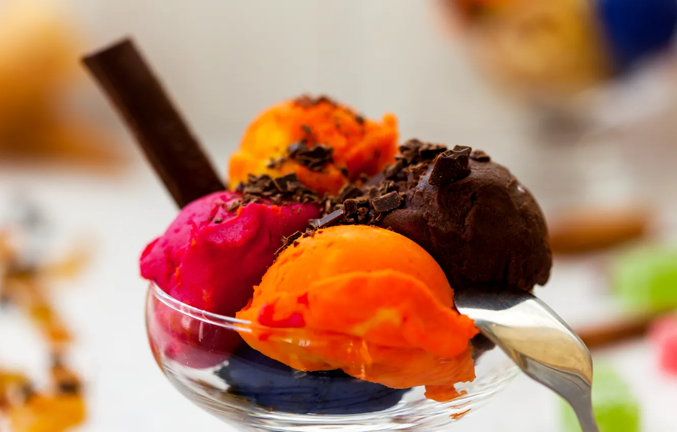 Photo wallpaper balls, chocolate, ice cream, dessert, sweet