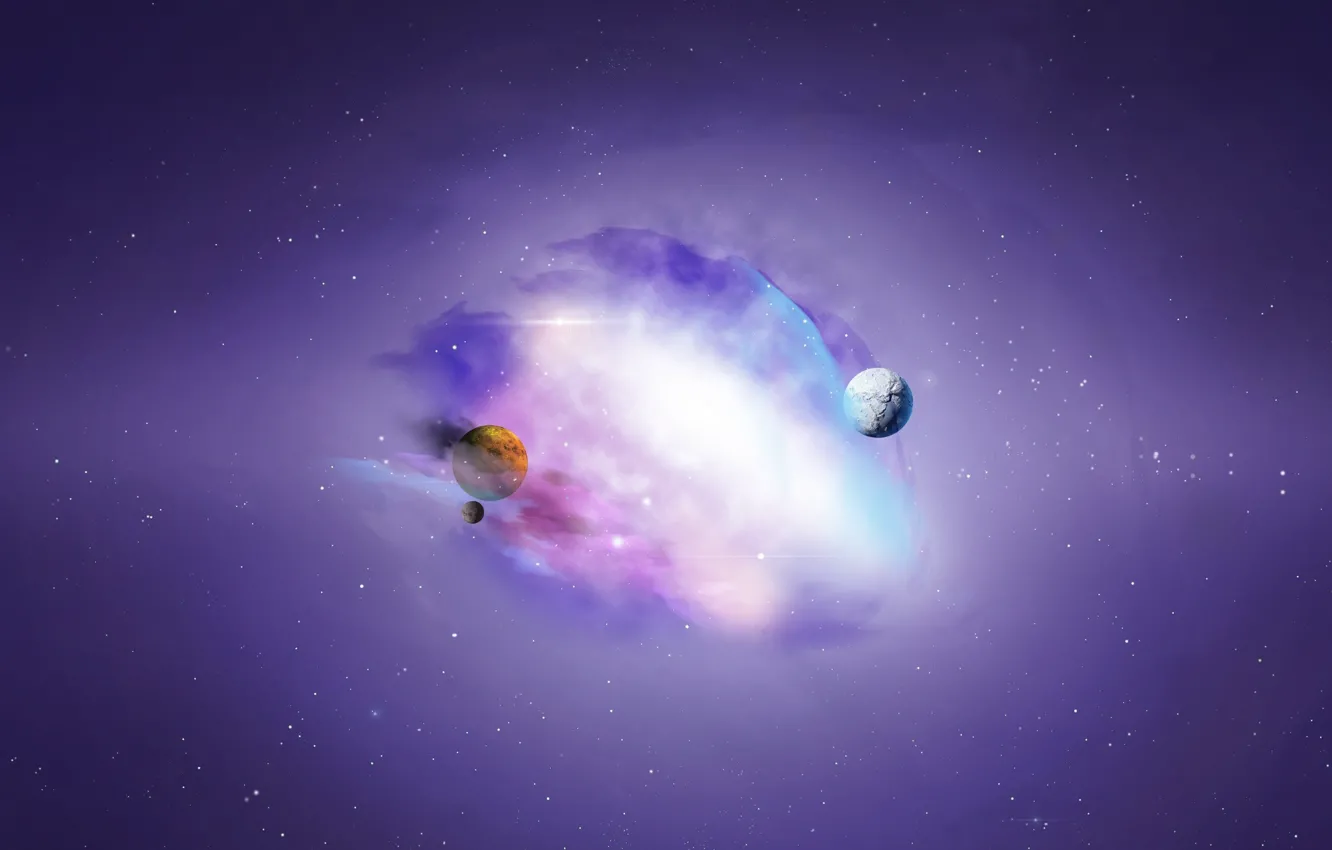 Photo wallpaper space, stars, nebula, planet, art, space
