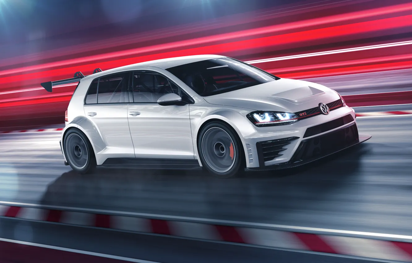 Photo wallpaper in motion, GTI, Volkswagen Golf, TCR