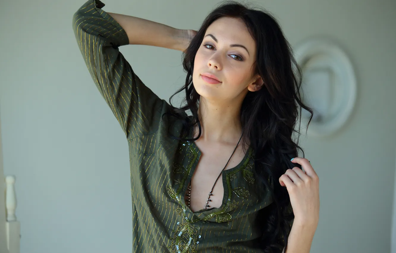 Photo wallpaper look, smile, hands, blouse, Joanna