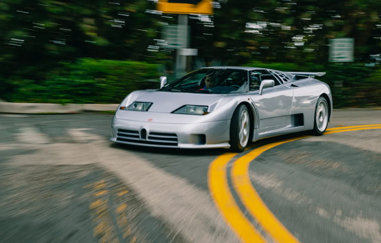 Photo wallpaper Bugatti, supercar, drive, motion, Bugatti EB110 SS