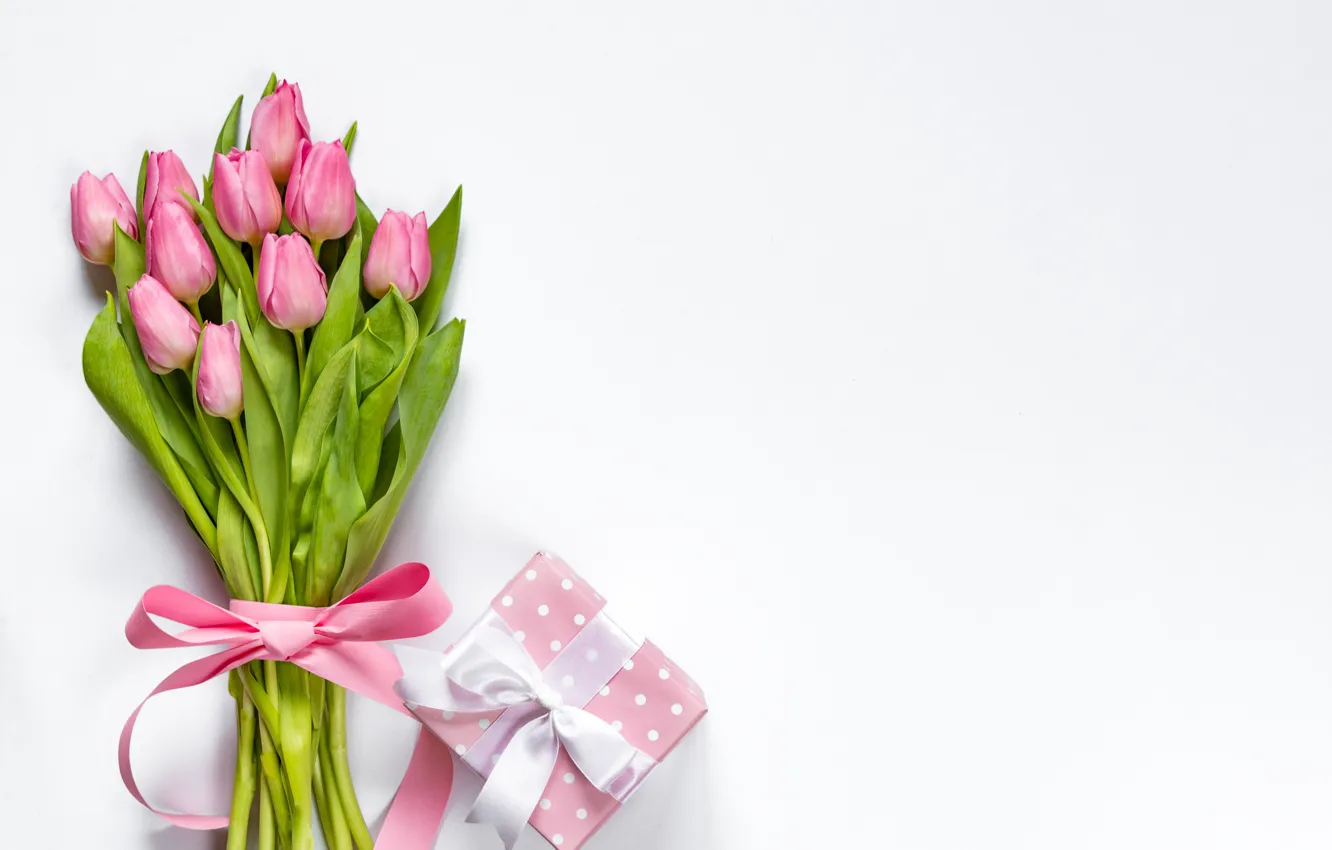 Photo wallpaper gift, bouquet, tulips, Pink, congratulations, Diliana Nikolova