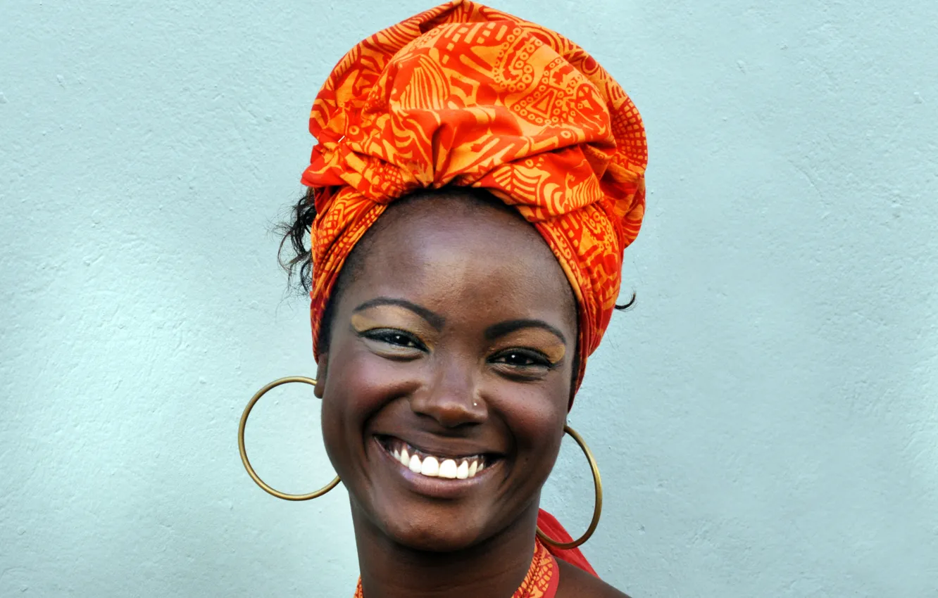 Photo wallpaper girl, eyes, smile, beauty, turban