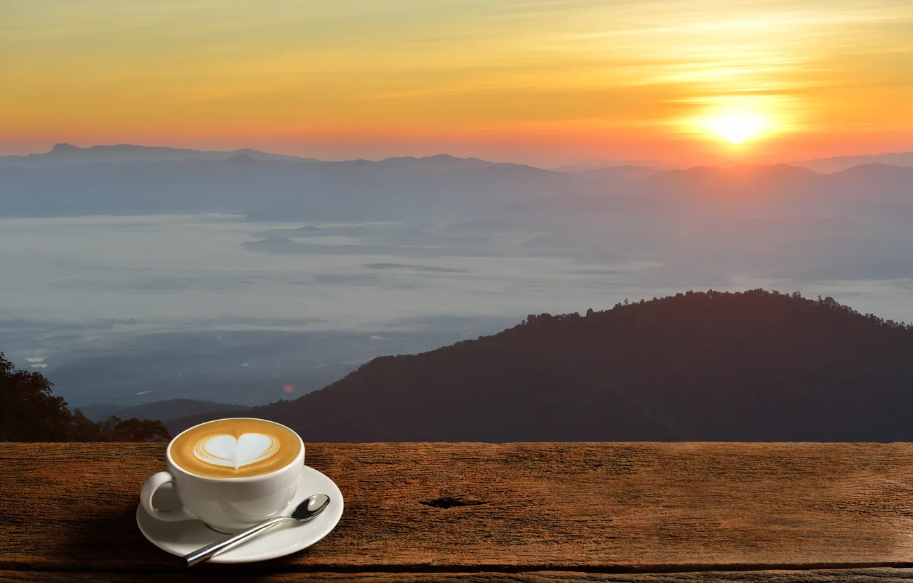 Photo wallpaper dawn, coffee, morning, Cup, hot, coffee cup, good morning