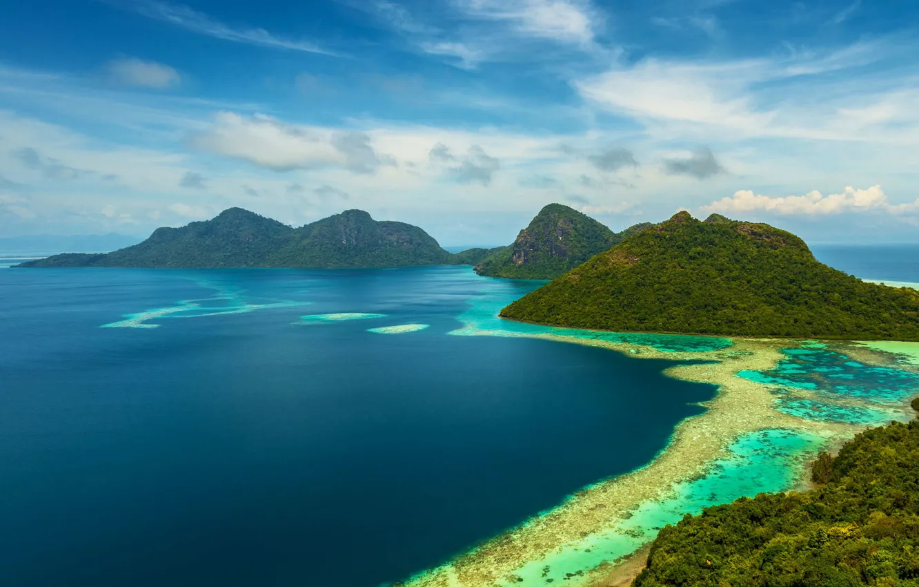 Photo wallpaper sea, island, Malaysia, Tun Antler Of The Marine Park