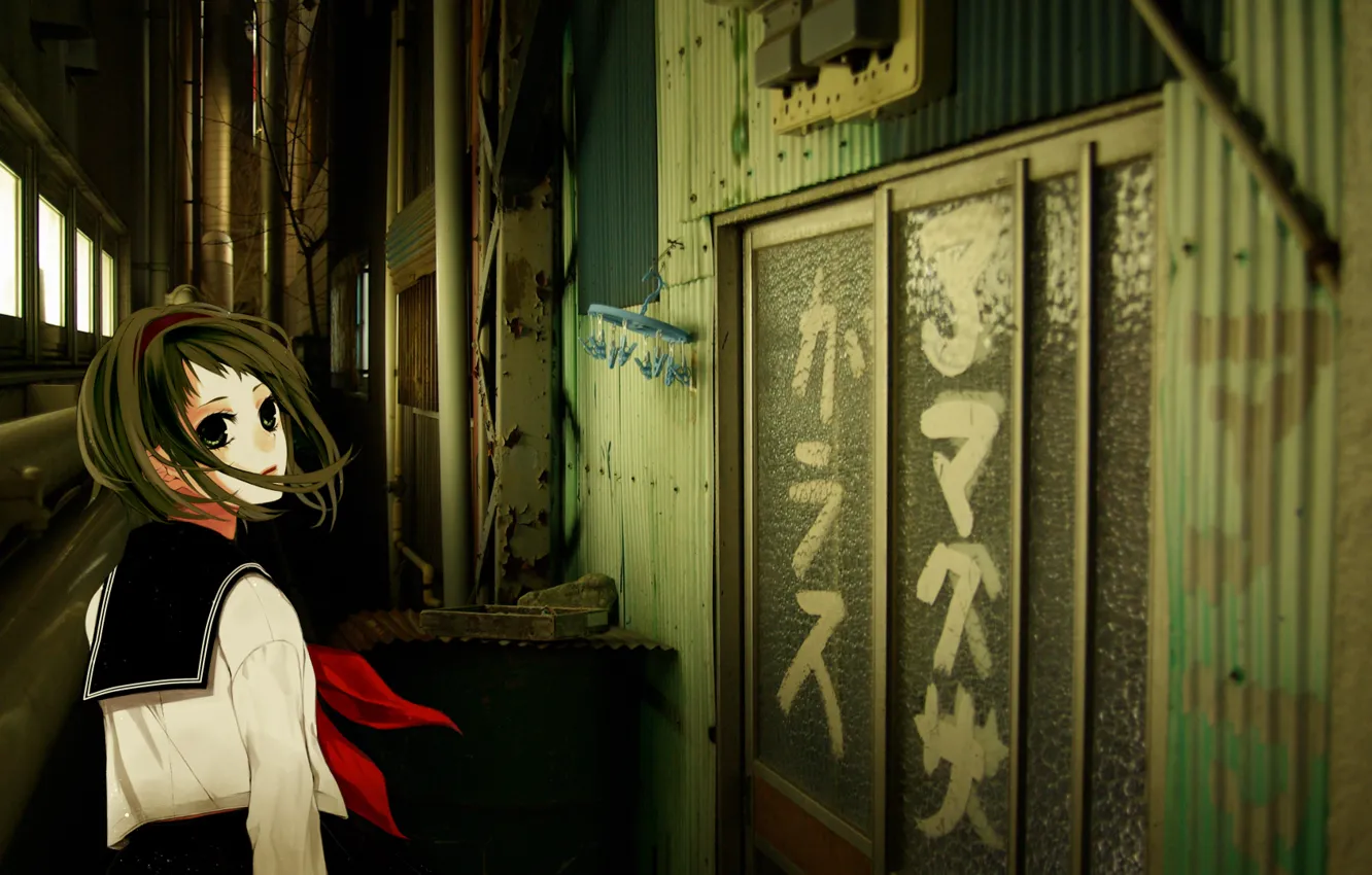 Photo wallpaper girl, the door, vocaloid, Vocaloid, Gumi