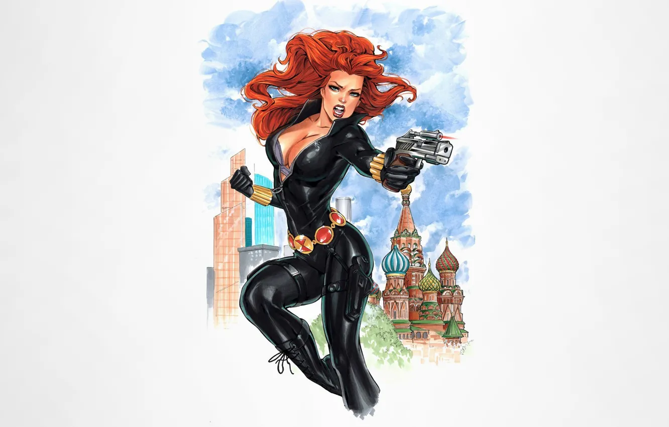 Photo wallpaper girl, gun, fantasy, weapon, art, Marvel, comics, artwork