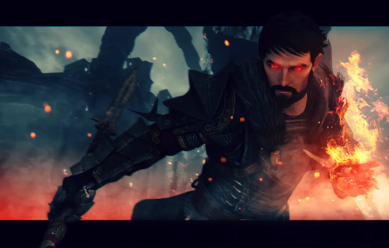 Photo wallpaper look, lights, MAG, male, rpg, Dragon Age, Hawke
