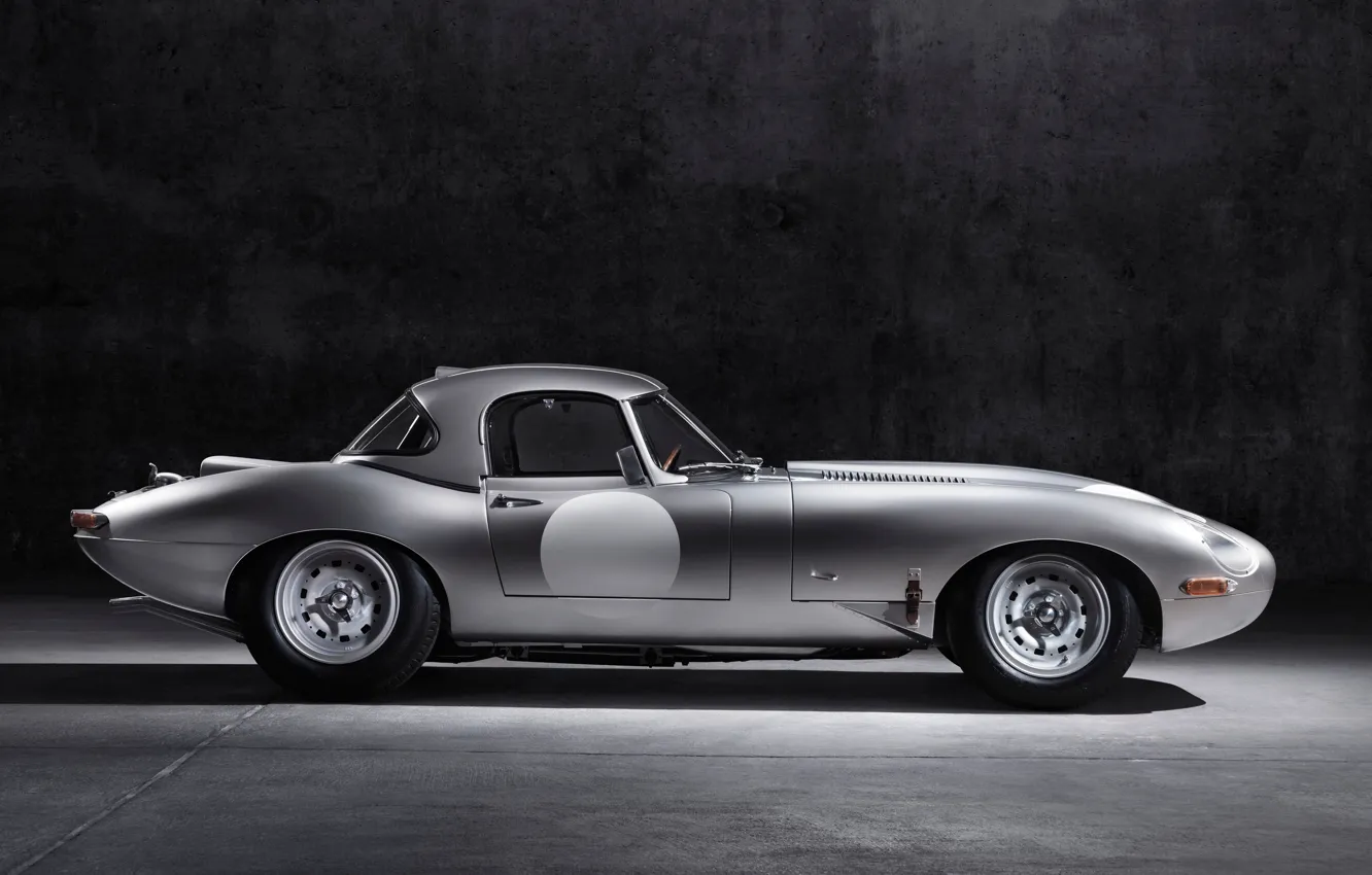 Photo wallpaper light, grey, background, Jaguar, steel, E-Type Lightweight