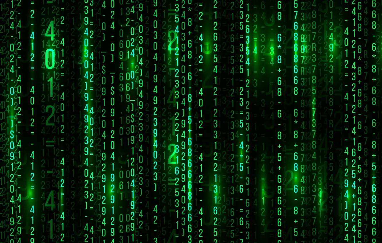 Photo wallpaper green, matrix, numbers