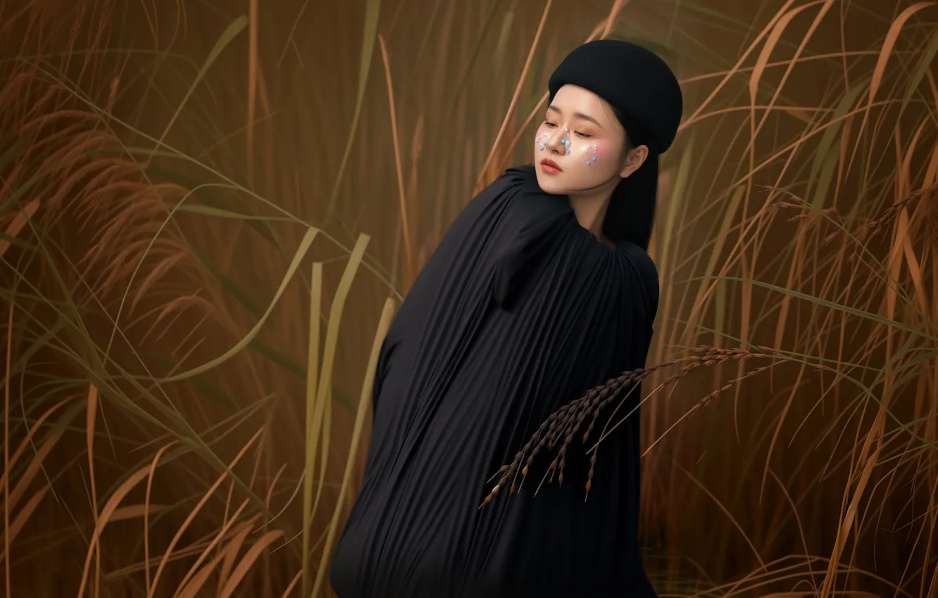 Photo wallpaper look, girl, nature, pose, style, Asian, Nick Vison