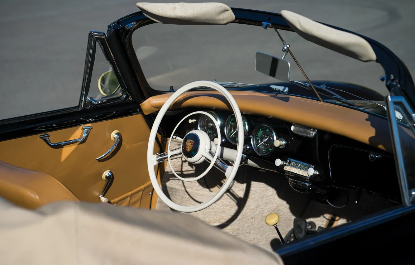 Photo wallpaper Porsche, 356, 1958, car interior, Porsche 356A 1600 Super Cabriolet