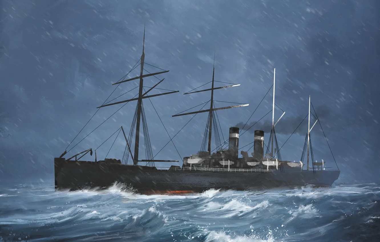 Photo wallpaper wave, ship, Arizona, Transatlantic Ships