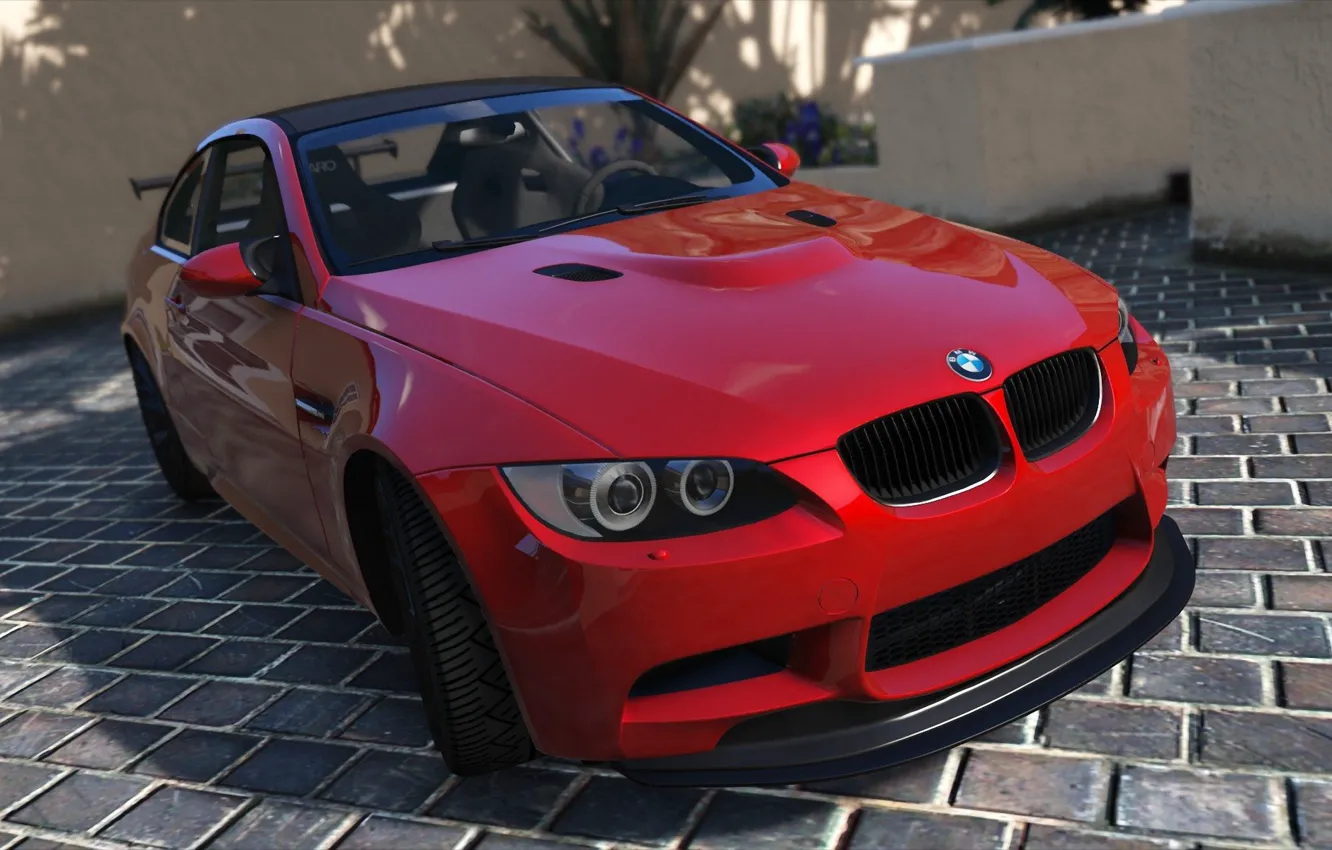 Photo wallpaper red, shadow, BMW, day, E92, GTS, GTA 5, 2015