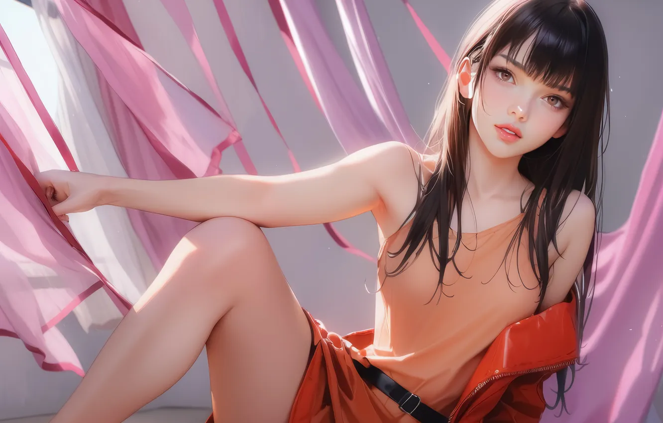 Photo wallpaper girl, sexy, brunette, AI Art