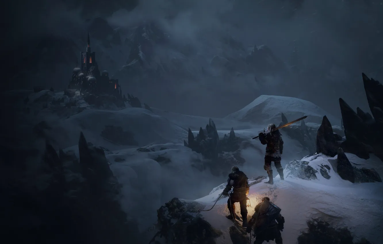 Photo wallpaper snow, mountains, the game, art, adventure, squad, Wartales