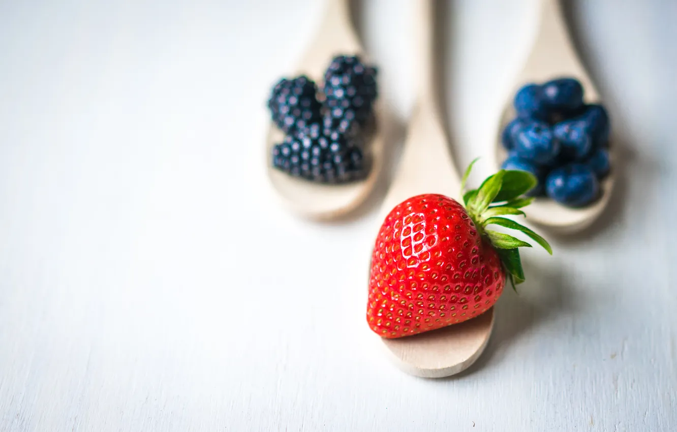 Photo wallpaper berries, blueberries, strawberry, fresh, BlackBerry, berries