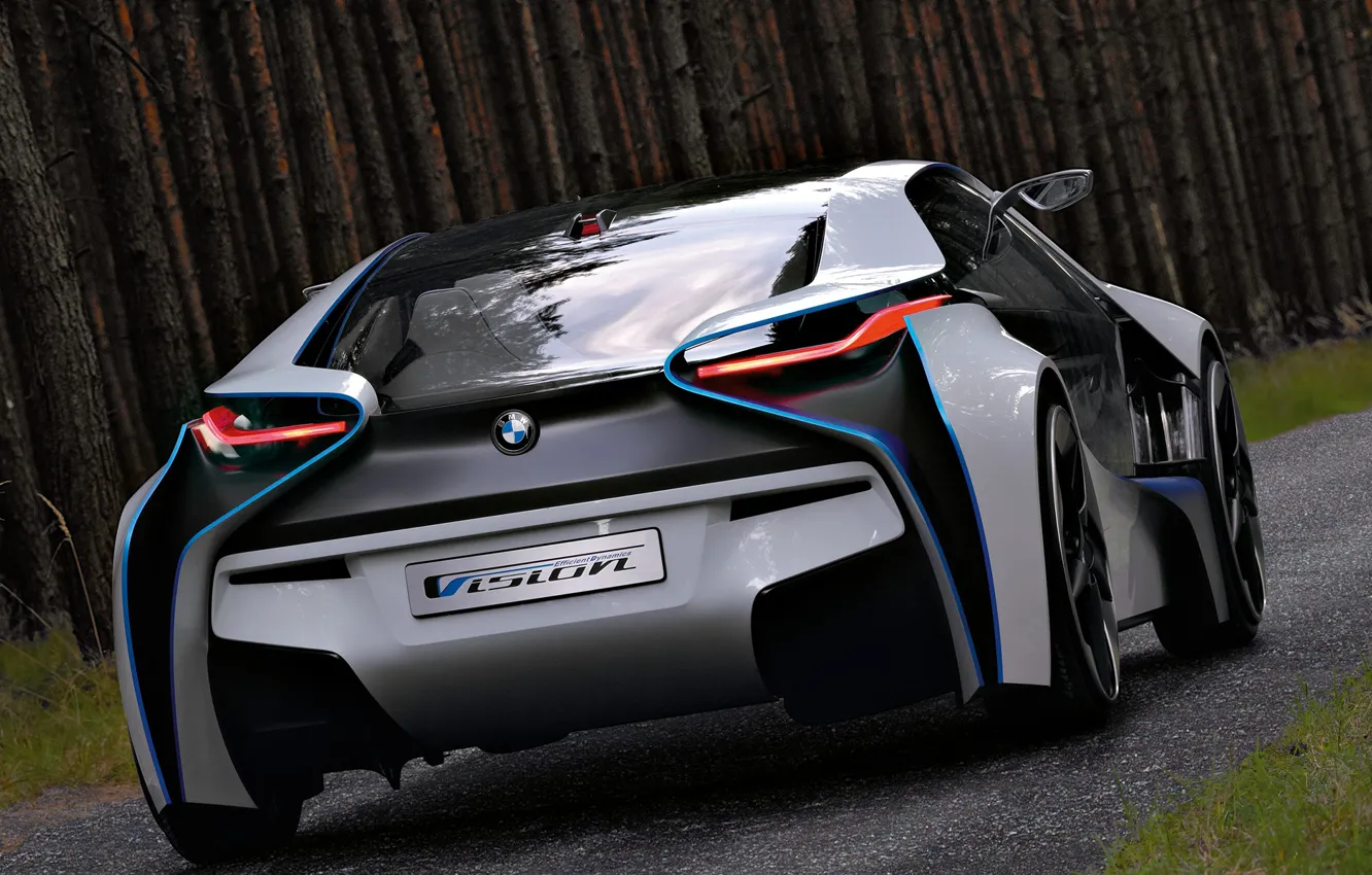 Photo wallpaper machine, Concept, trees, BMW, the concept, Vision, rear view, EfficientDynamics