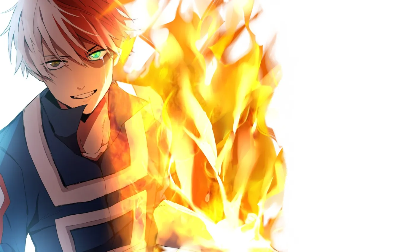 Photo wallpaper fire, guy, Boku no Hero Academy, Todoroki Shouto, Todoroki Shoto, My heroic academia