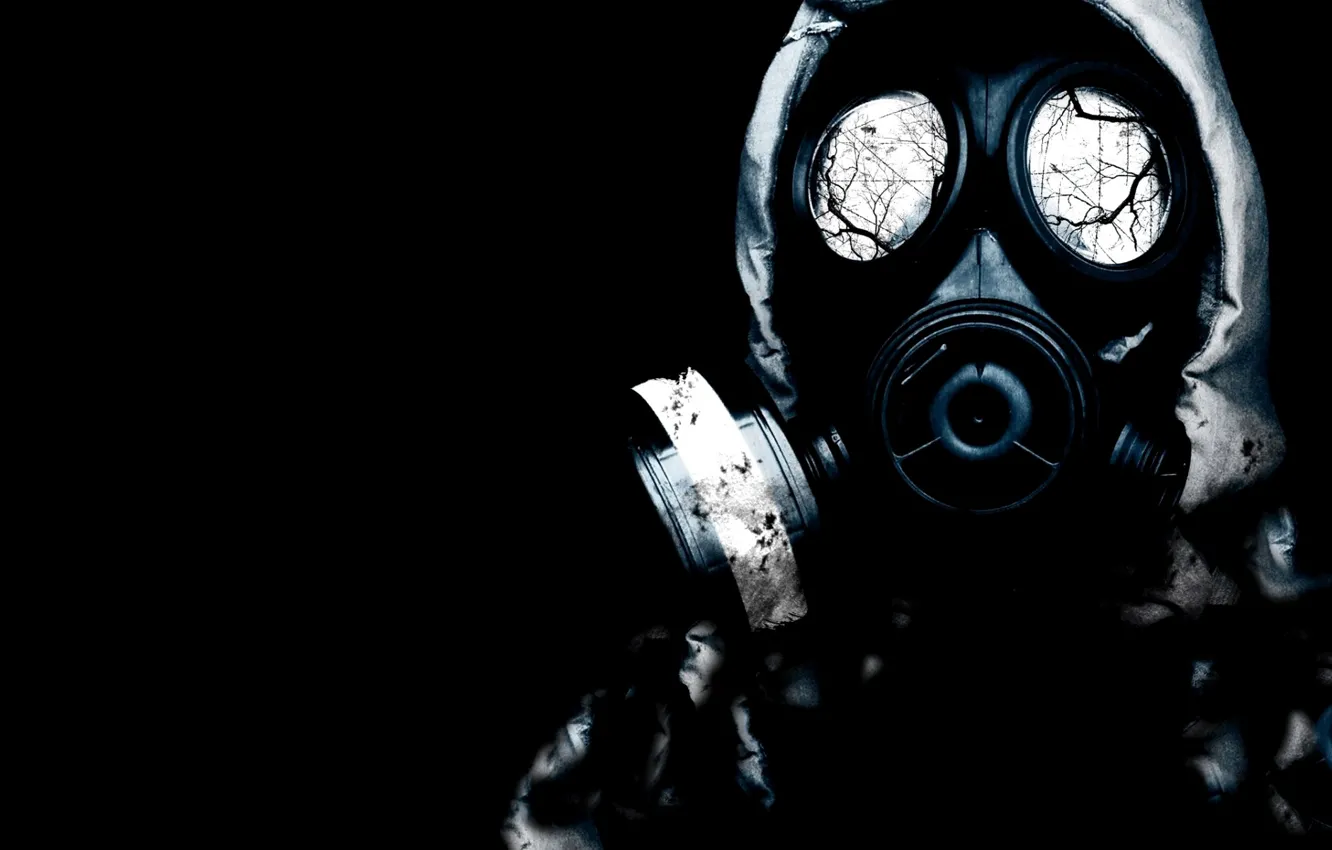 Photo wallpaper background, black, costume, gas mask, Stalker