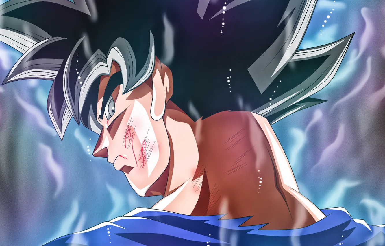 Photo wallpaper look, blood, hair, neck, Dragon Ball, Dragonball, aura power