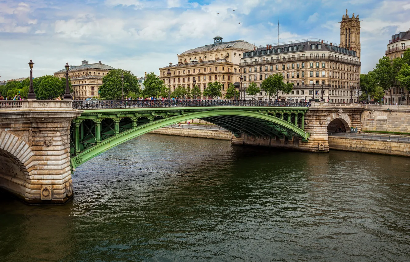 Photo wallpaper bridge, river, France, Paris, Notre Dame Bridge