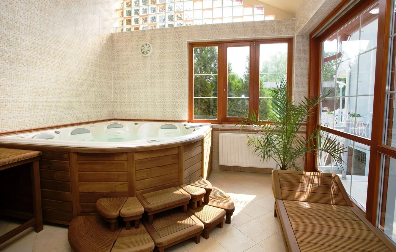 Photo wallpaper design, style, interior, Jacuzzi, bathroom