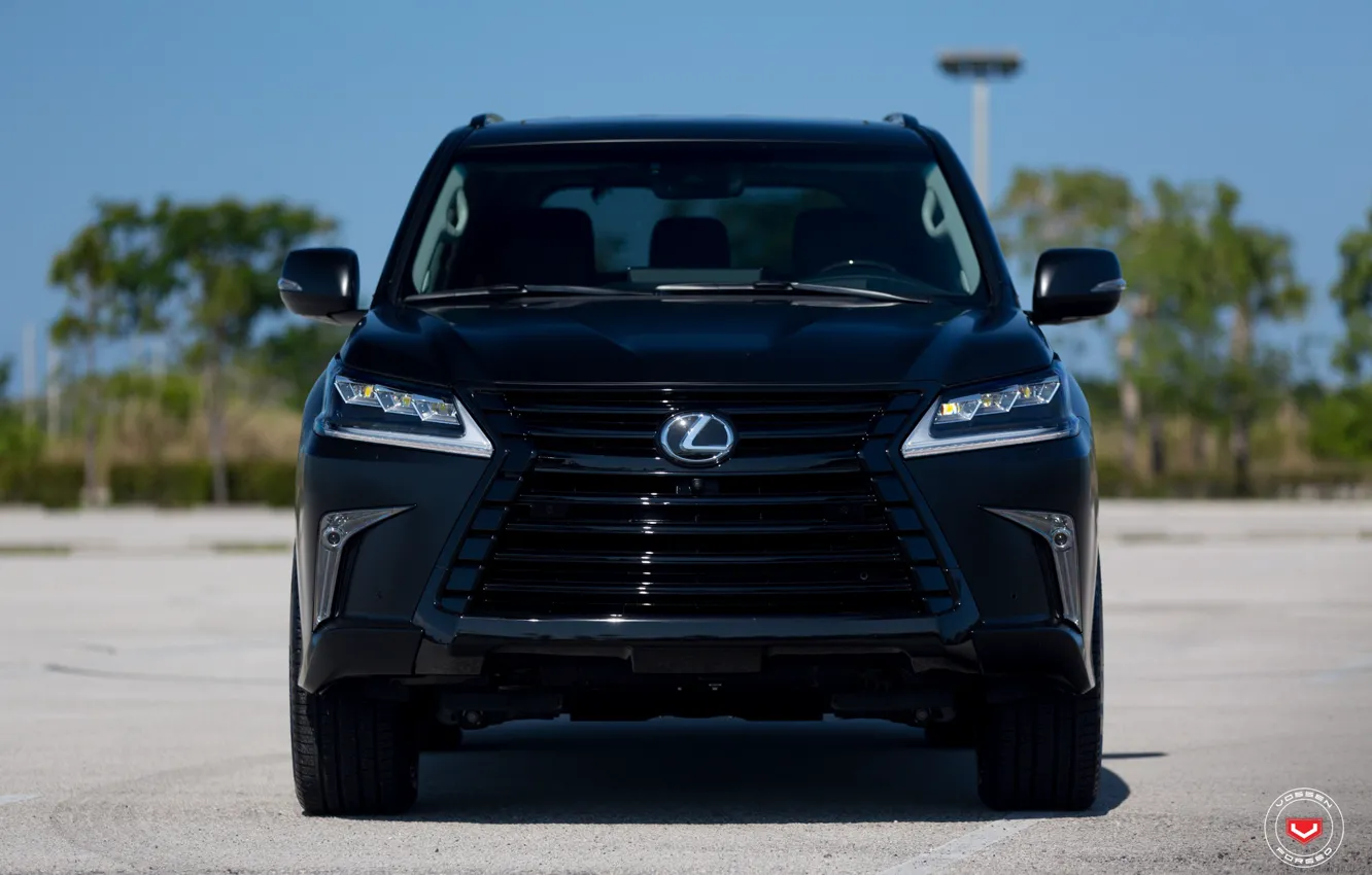 Photo wallpaper lexus, black, Nagoya, Vossen, lx570