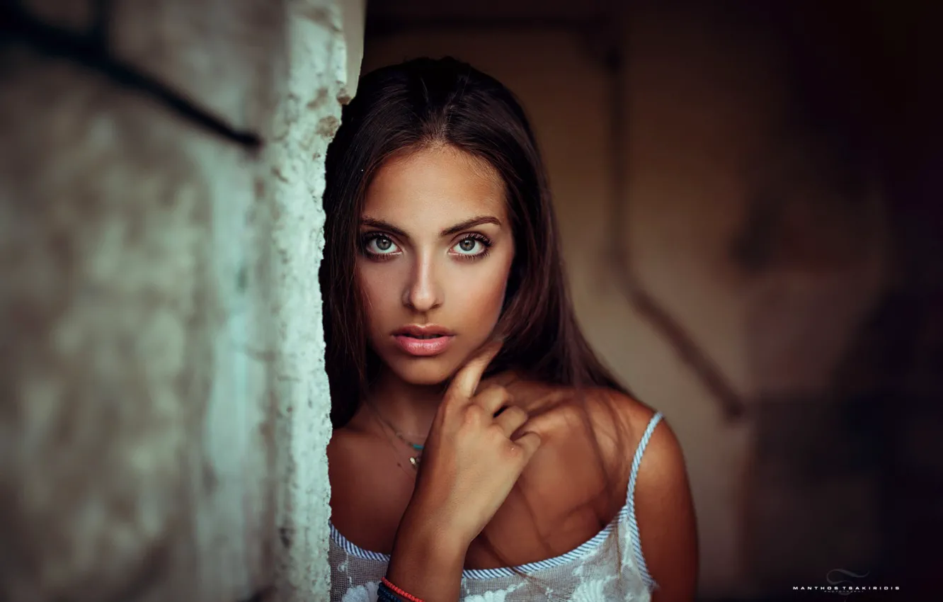 Photo wallpaper look, model, portrait, makeup, hairstyle, brown hair, beauty, bokeh