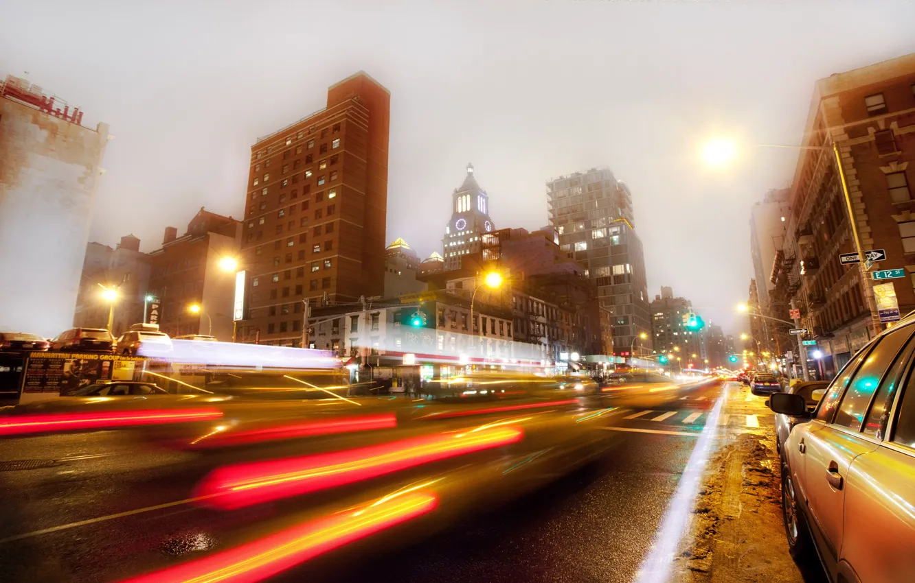 Photo wallpaper night, New York, USA, night, New York, NYC, East Village, 3rd Avenue