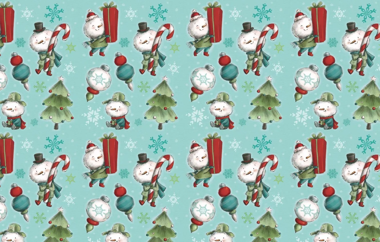 Photo wallpaper holiday, gifts, New year, snowman