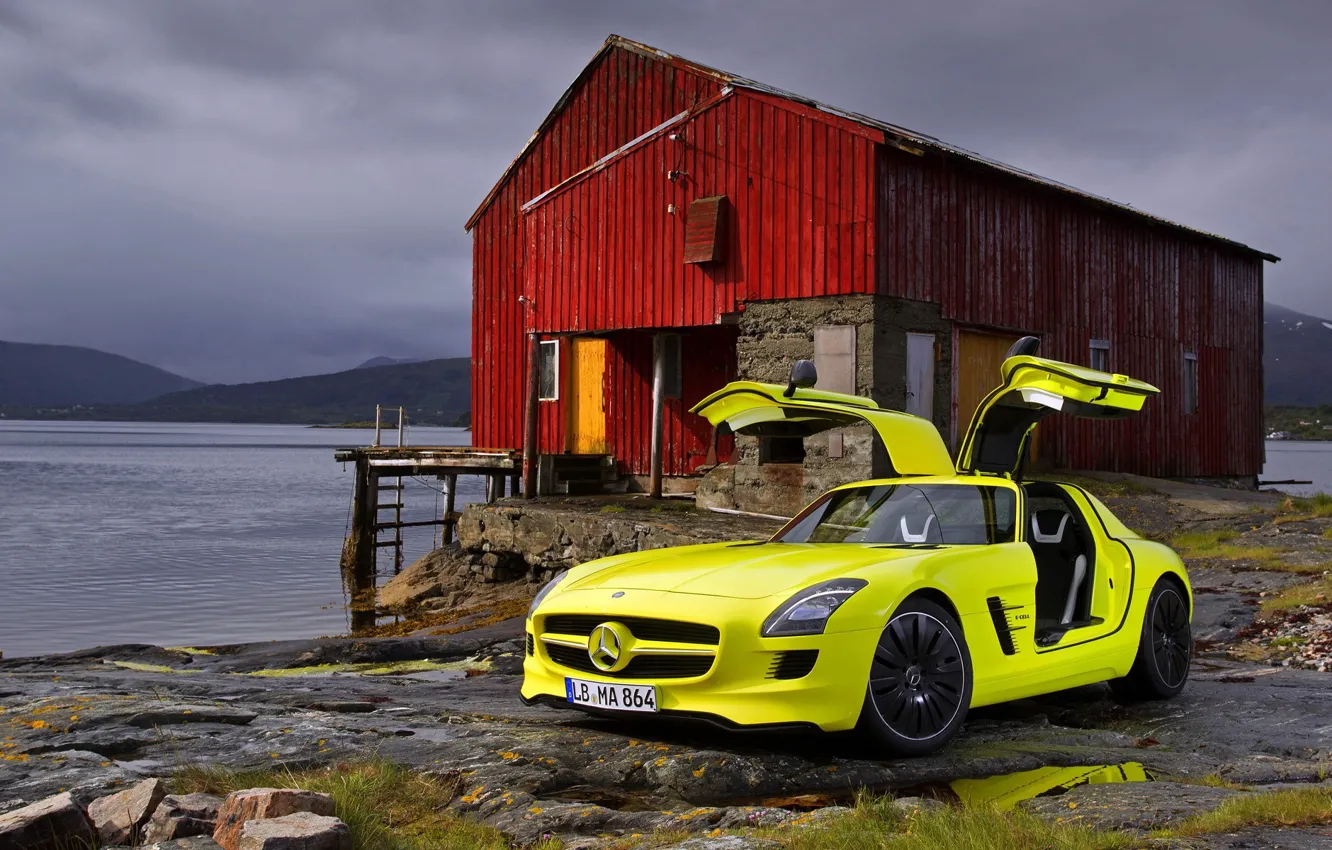 Photo wallpaper red, house, and, sls, amg