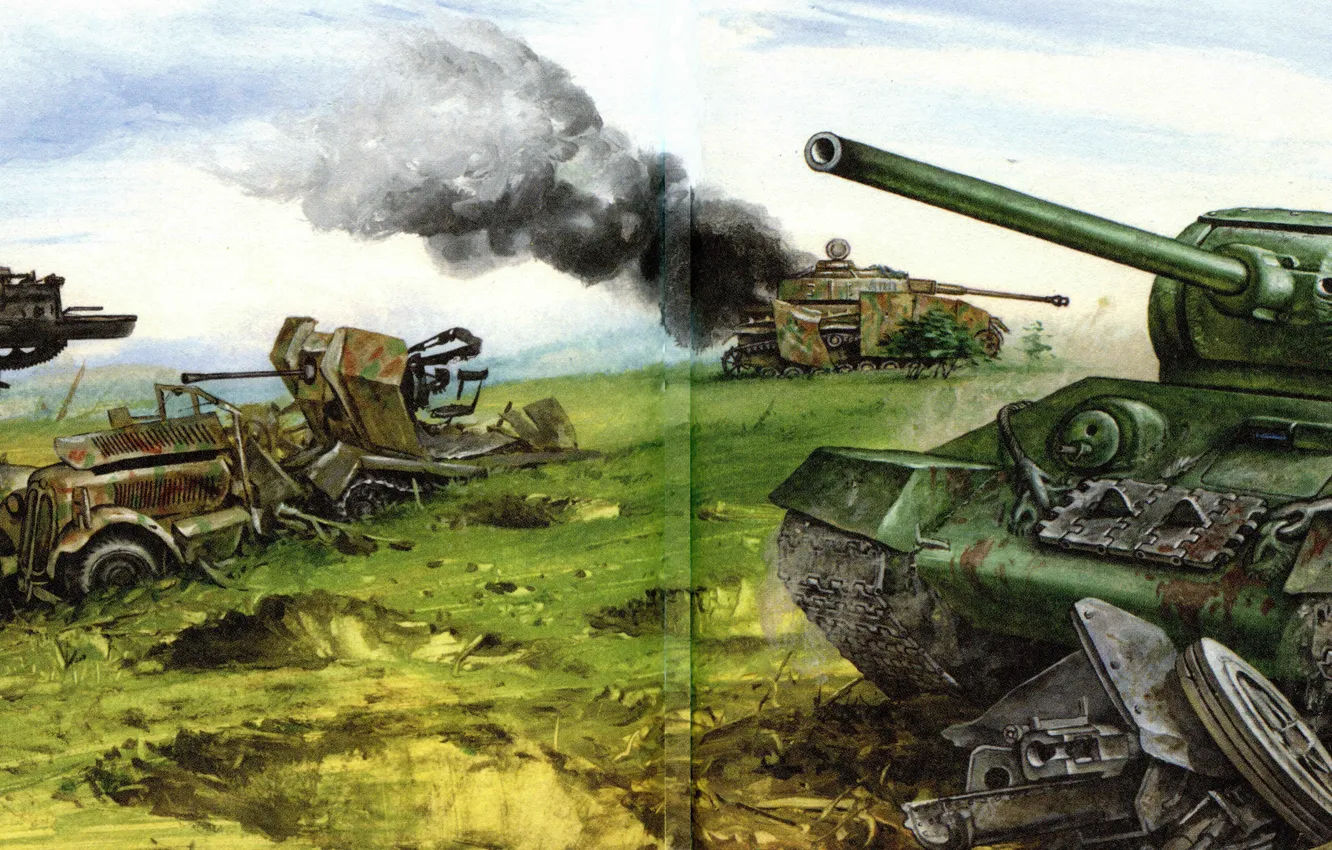 Photo wallpaper Figure, Army, Tanks, T-34-85